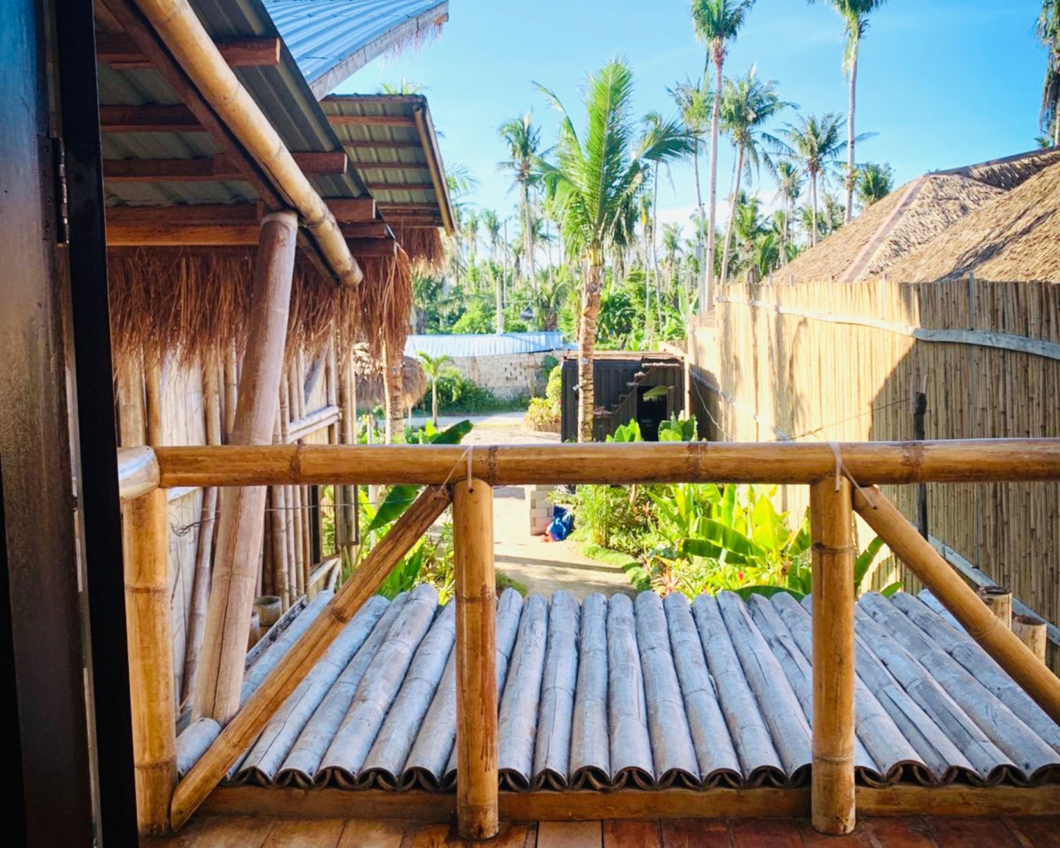Image showcasing the stunning view from the balcony of a Family Bungalow at BlissBamboo Homestay on Siargao
